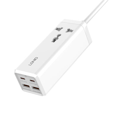 LDNIO SC1418 Universal Power Adapter – 65W Fast Charging with AC & USB Ports - Saif Al Najmi Kw